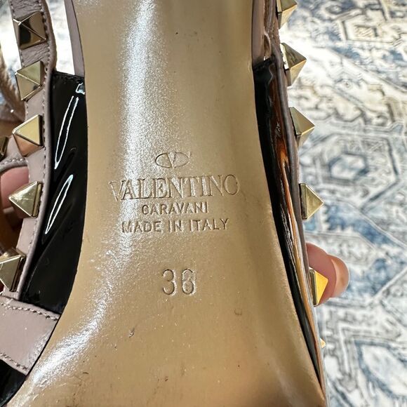 Pre-loved VALENTINO GARAVANI Patent Leather Rockstud Ankle Strap Pumps Size 36 - Picture 7 of 17